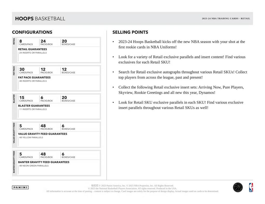 Panini - 2023/24 Hoops Basketball (NBA) - Fat Pack Box