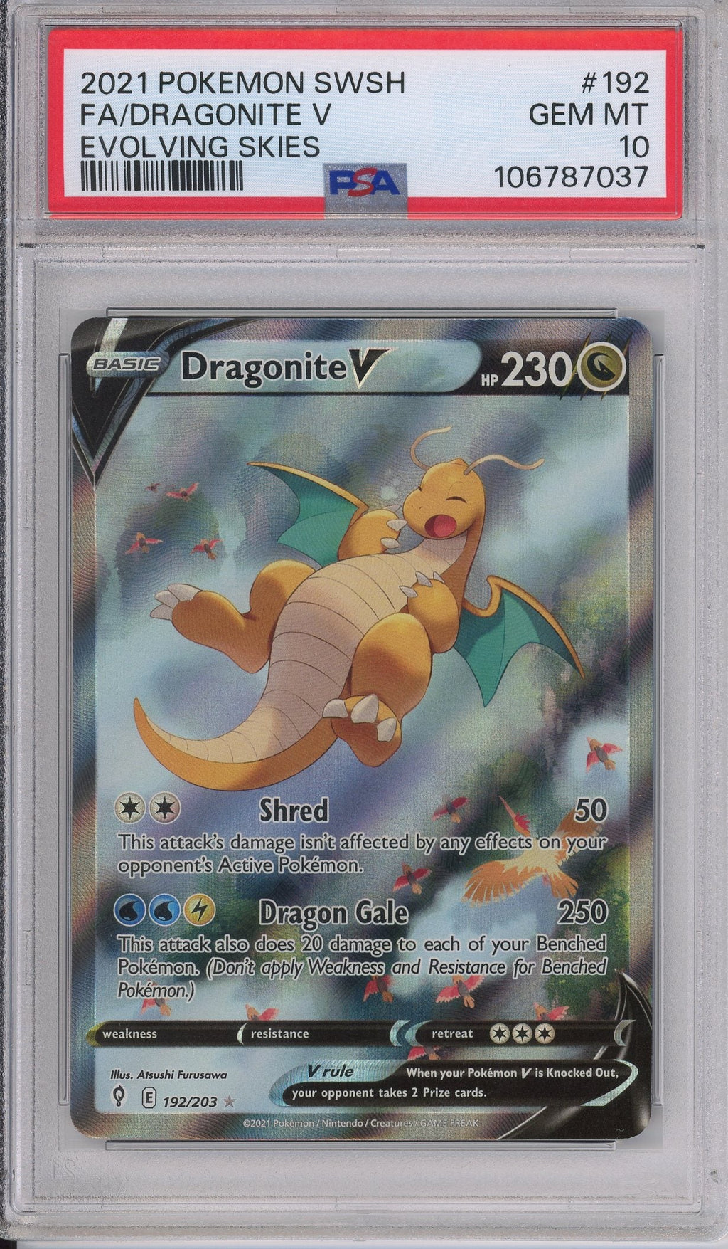 Pokemon Graded: Dragonite V 192;/203 Evolving Skies (2021) Full Art Holo PSA 10