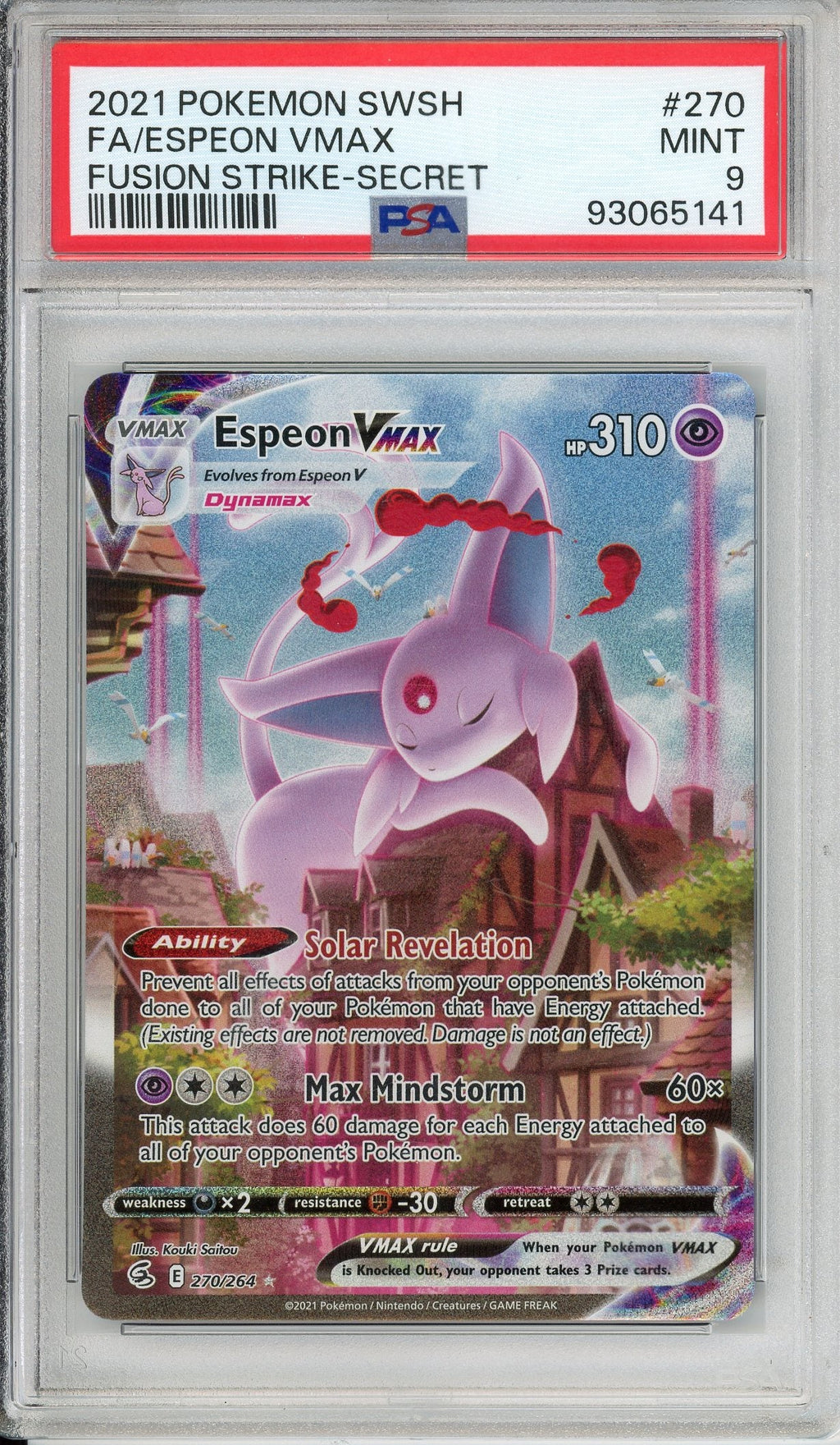 Pokemon Graded: Espeon VMAX 270/264 Fusion Strike (2021) Secret Rare PSA 9