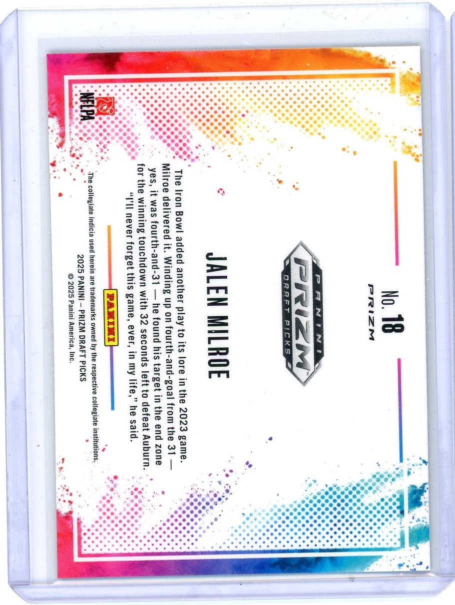 Jalen Milroe 2025 Panini Prizm Draft Picks Black Color Blast RC