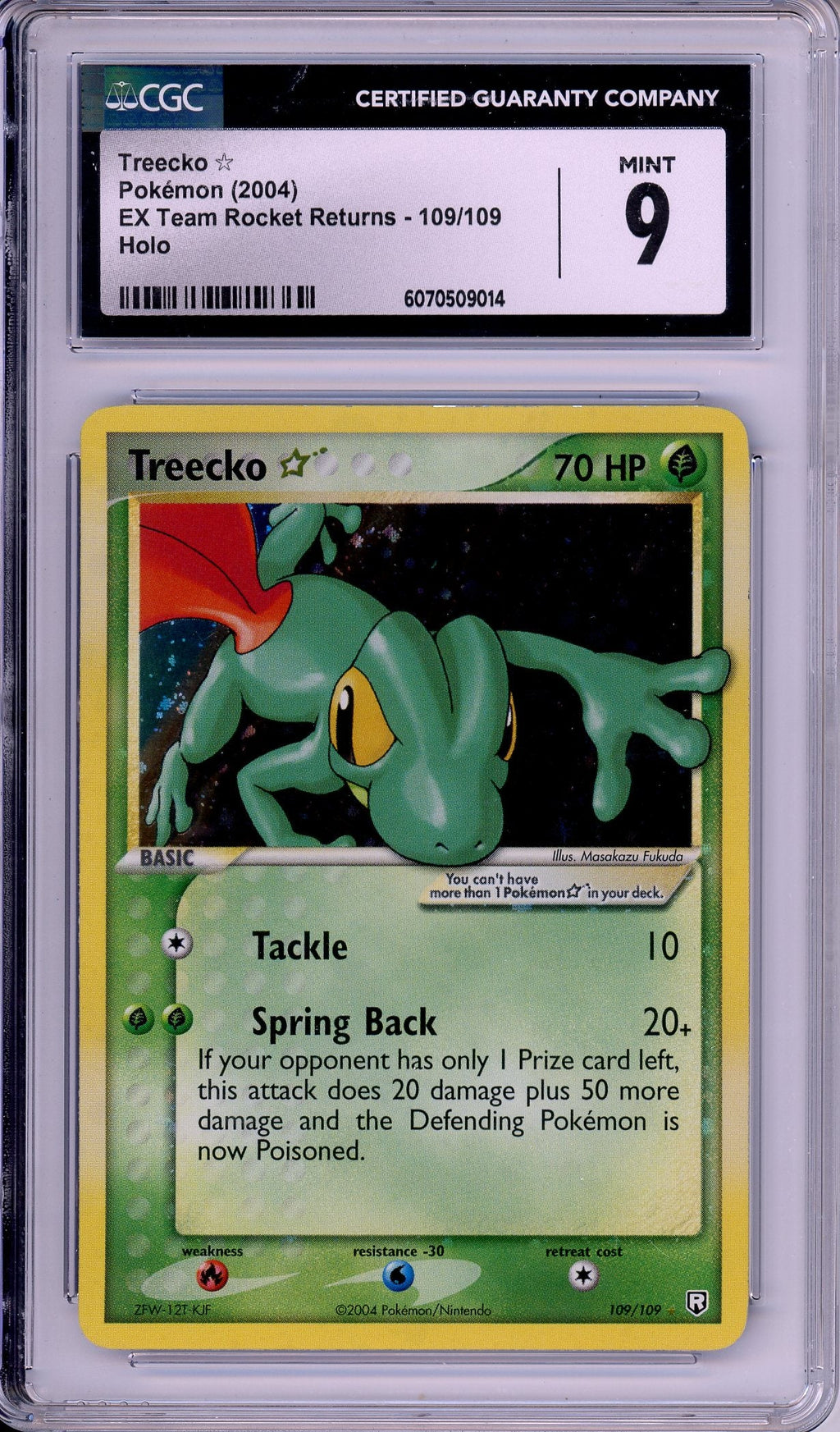 Pokemon Graded: Treecko Gold Star 109/108 EX Team Rocket Returns (2004) Holo CGC 9