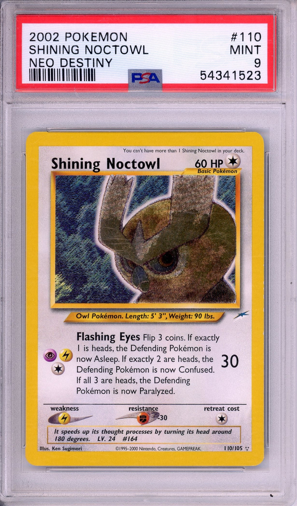 Pokemon Graded: Shining Noctowl 110/105 Neo Destiny (2002) Holo PSA 9