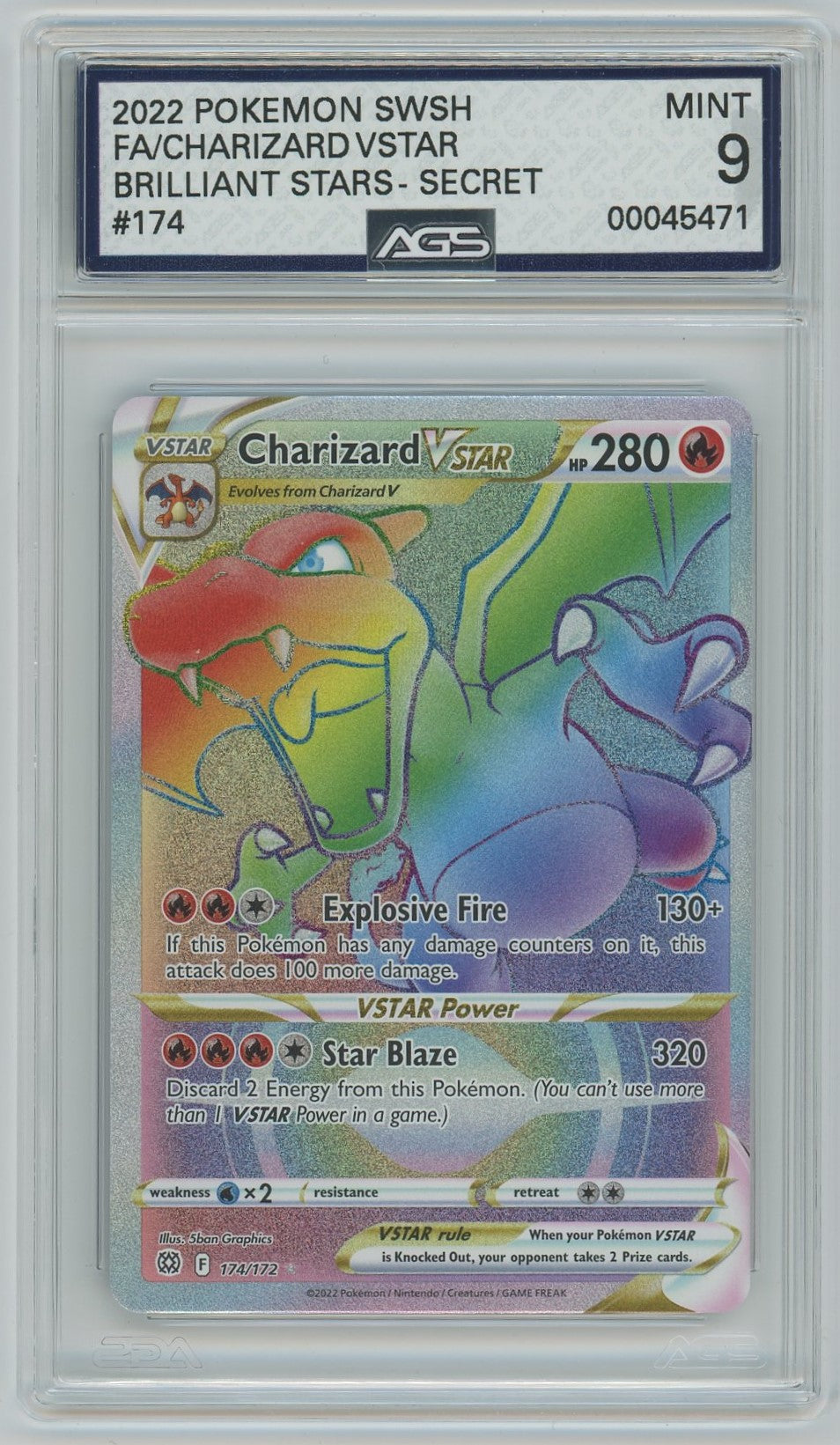 AGS (MINT 9) Charizard VSTAR #174 - Brilliant Stars (#00045471)