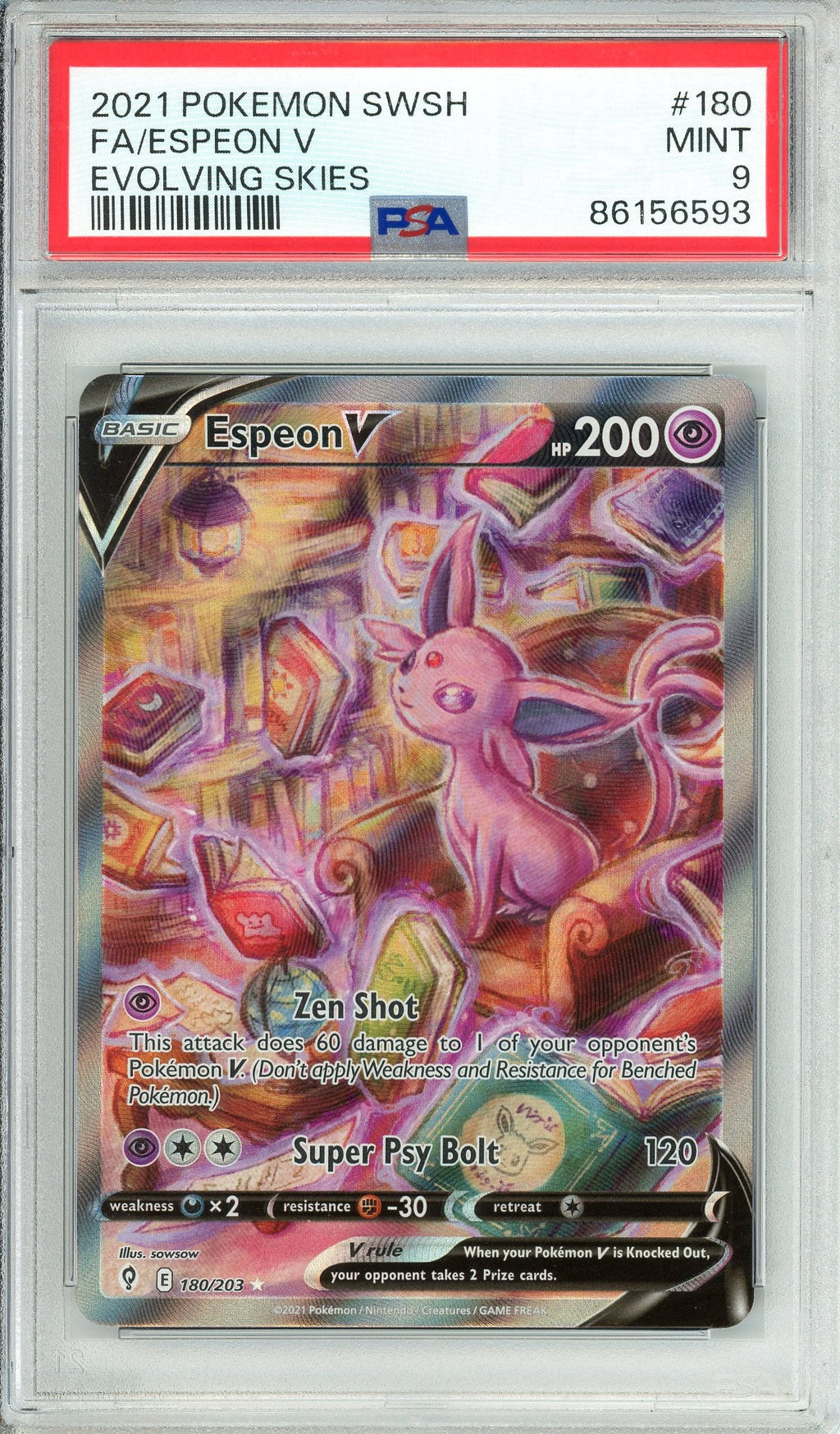 Pokemon Graded: Espeon V 180/203 Evolving Skies (2021) Holo PSA 9