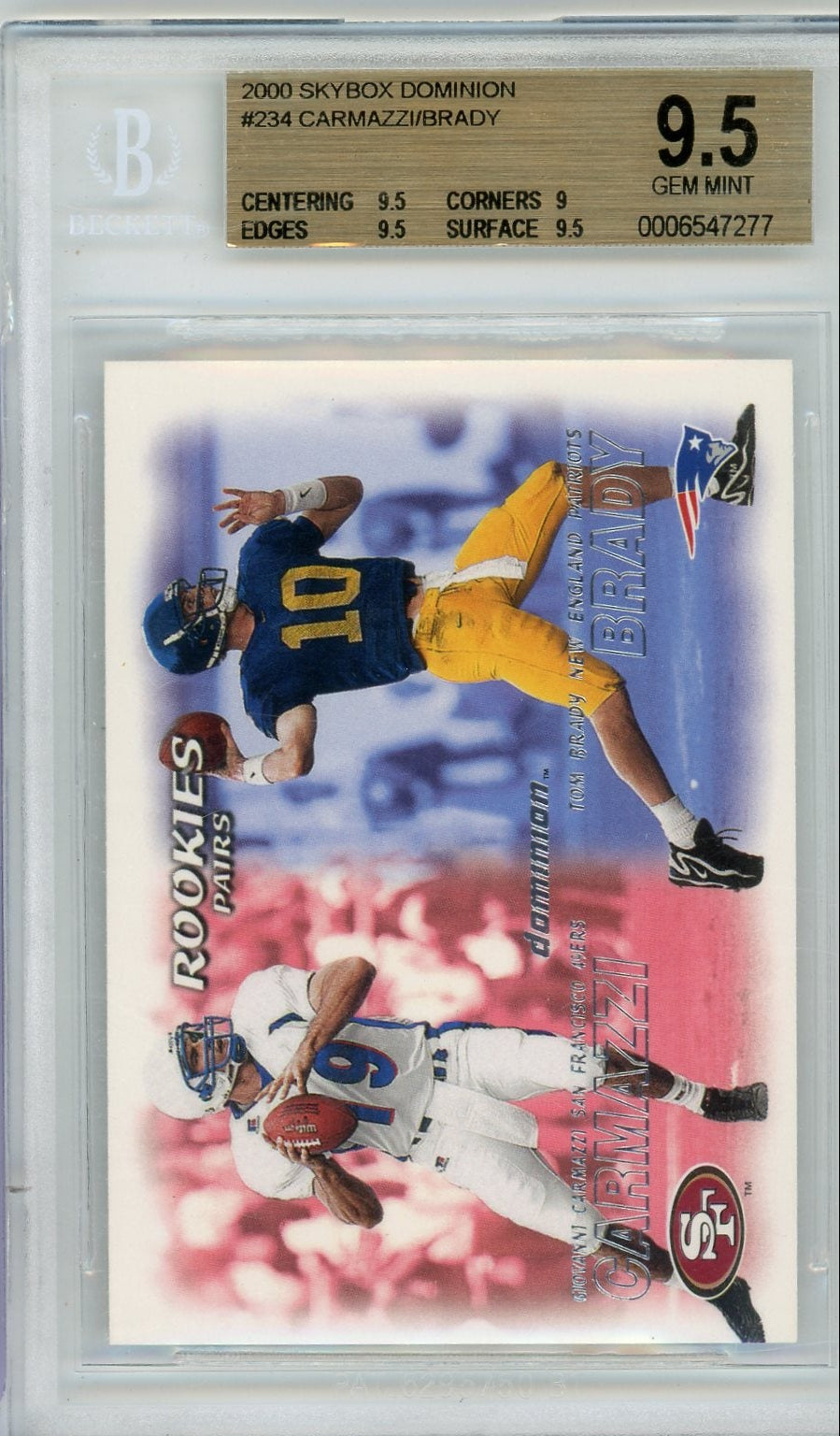 Giovanni Carmazzi & Tom Brady 2000 Skybox Dominion RC BGS 9.5