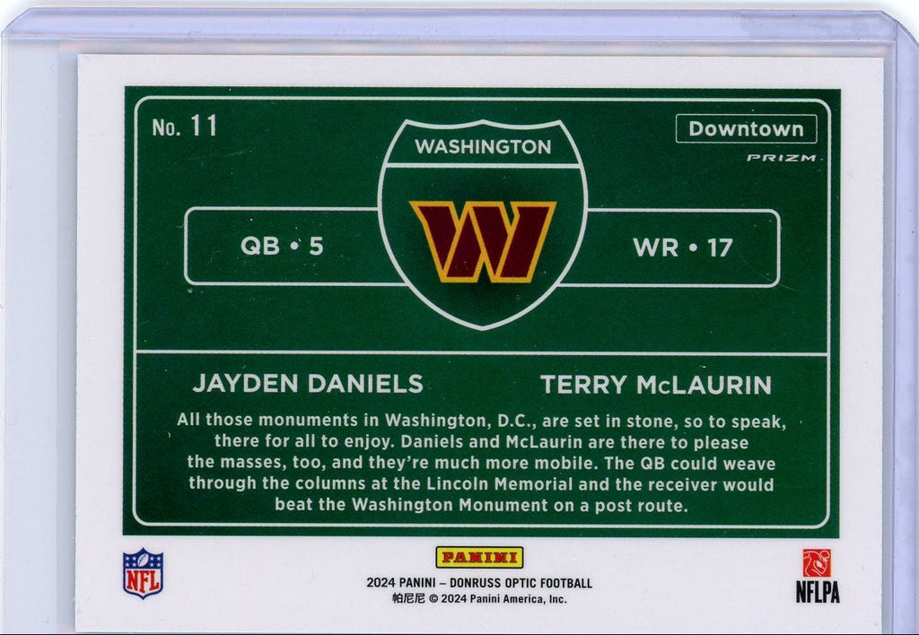 Jayden Daniels/Terry McLaurin 2024 Panini Donruss Optic Downtown