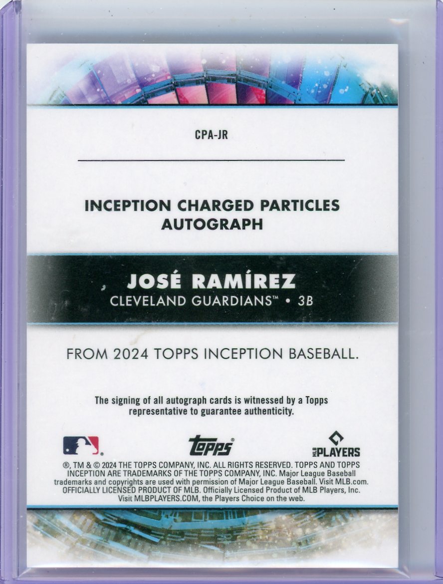 Jose Ramirez 2024 Topps Inception Charged Particles Blue Auto #'d 14/25
