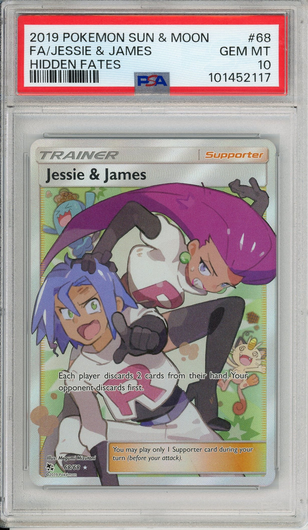 Pokemon Graded: Jessie & James 68/68 Hidden Fates (2019) Full Art Holo PSA 10