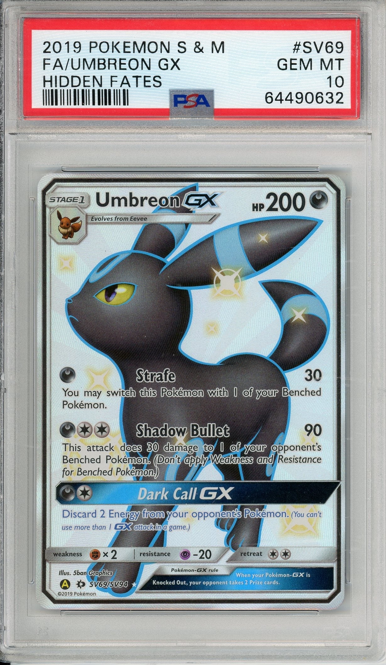 Pokemon Graded: Umbreon GX SV69/SV94 Hidden Fates (2019) Full Art Holo PSA 10