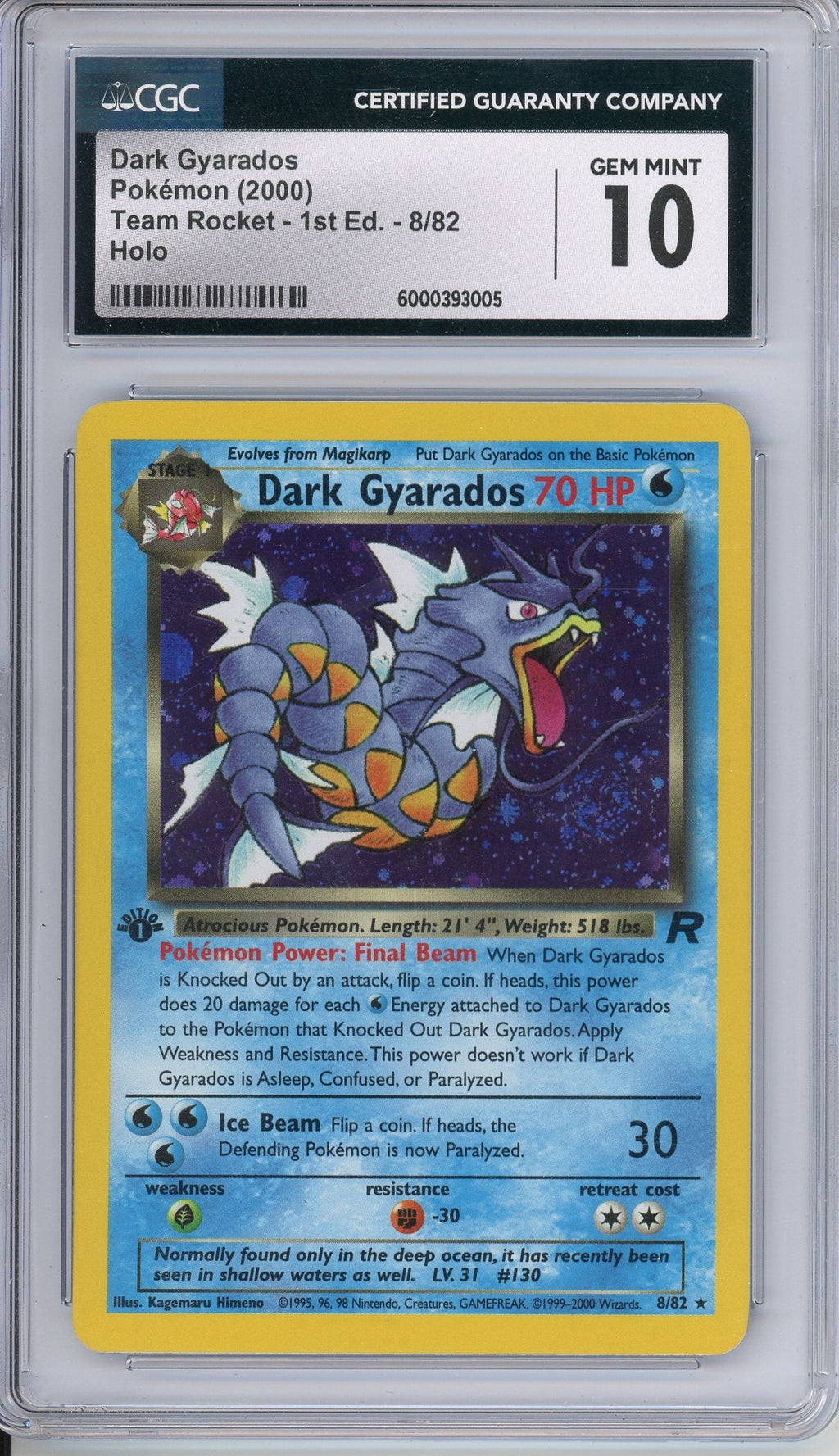 Pokemon Graded: Dark Gyarados Holo 1st Edition CGC 10