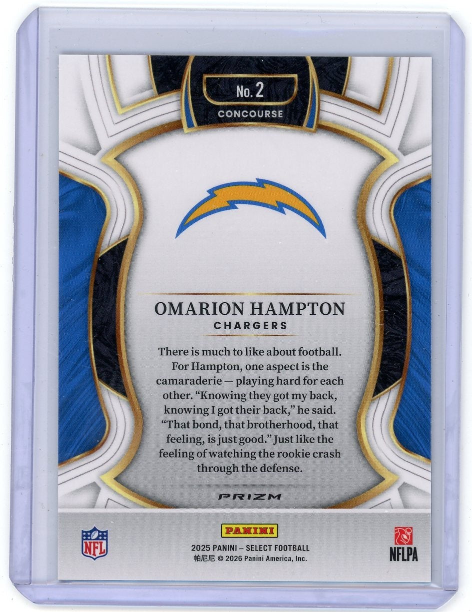 Omarion Hampton 2024 Panini Select Zebra prizm rookie card #2