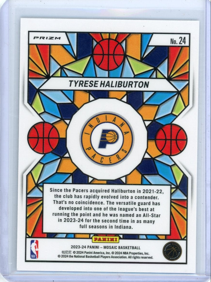 Tyrese Haliburton 2023-24 Panini Mosaic Stained Glass