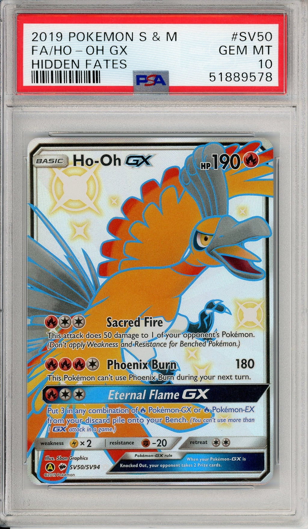 Pokemon Graded: Ho-Oh GX SV50/SV94 Hidden Fates (2019) Full Art PSA 10