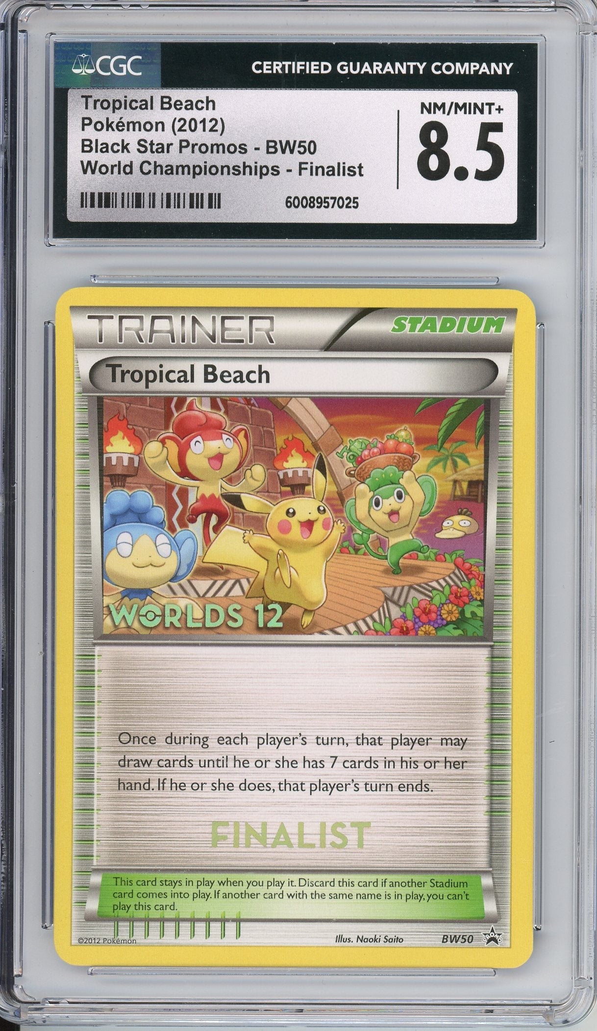 Pokemon Graded: Tropical Beach #BW50 Black Star Promo World Championships 2012 Finalists CGC 8.5