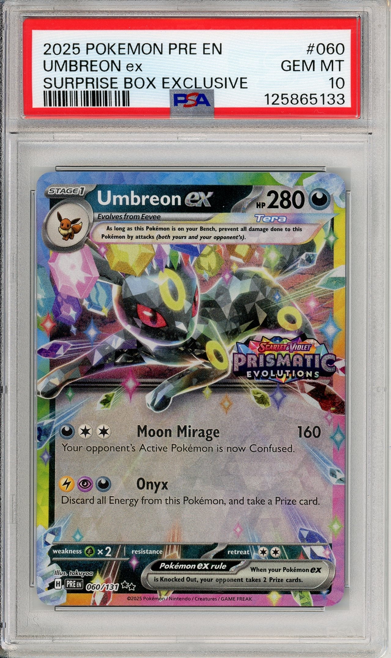 Pokemon Graded: Umbreon ex 60/131 Prismatic Evolutions Surprise Box Stamped (2025) PSA 10