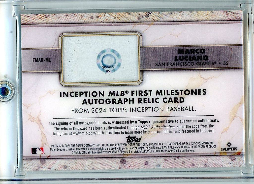 Marco Luciano 2024 Topps Inception First Milestones RPA #'d 94/99