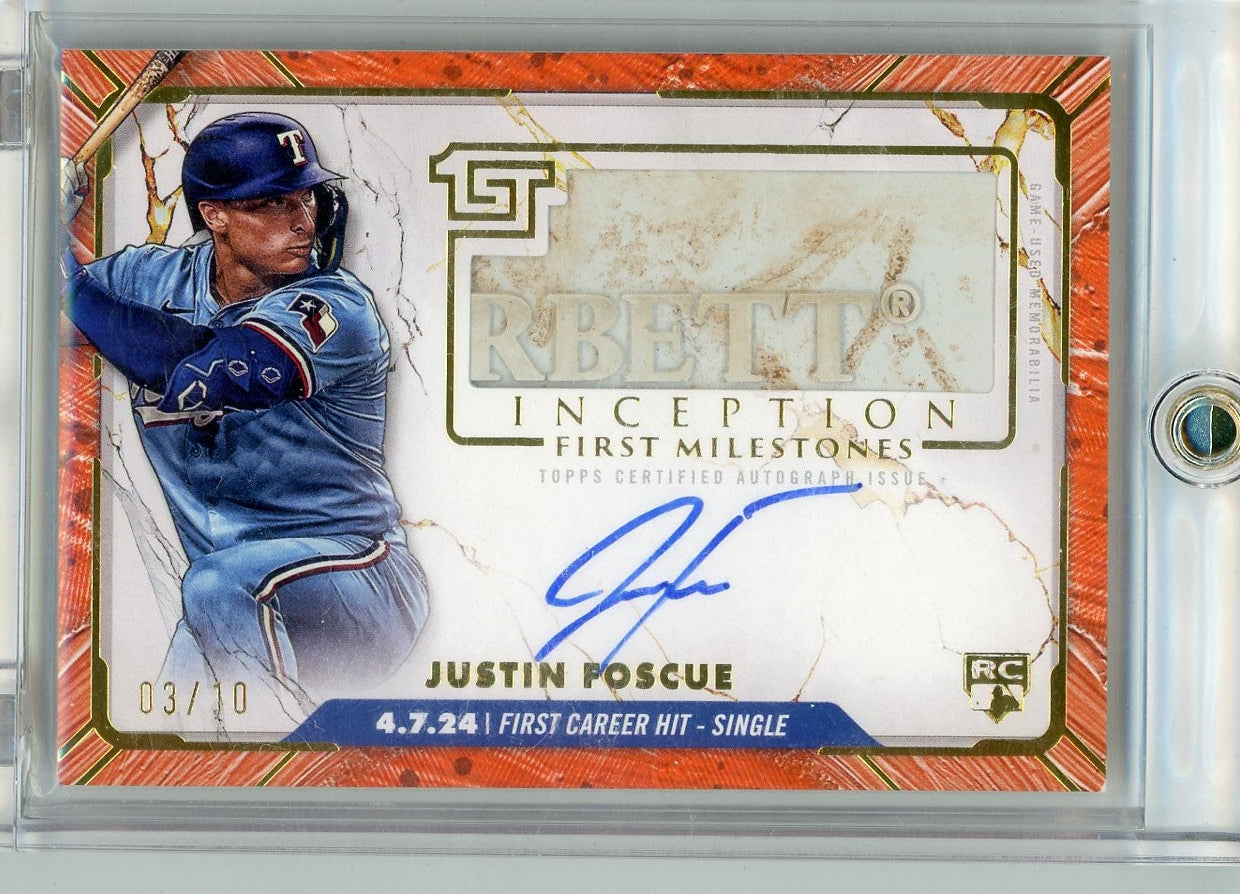 Justin Foscue 2024 Topps Inception First Milestones RPA #'d 03/10