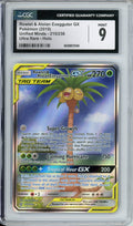 Pokemon Graded: Rowlet & Alolan Exeggutor GX 215/136 Unified Minds (2019) Holo Rare CGC 9