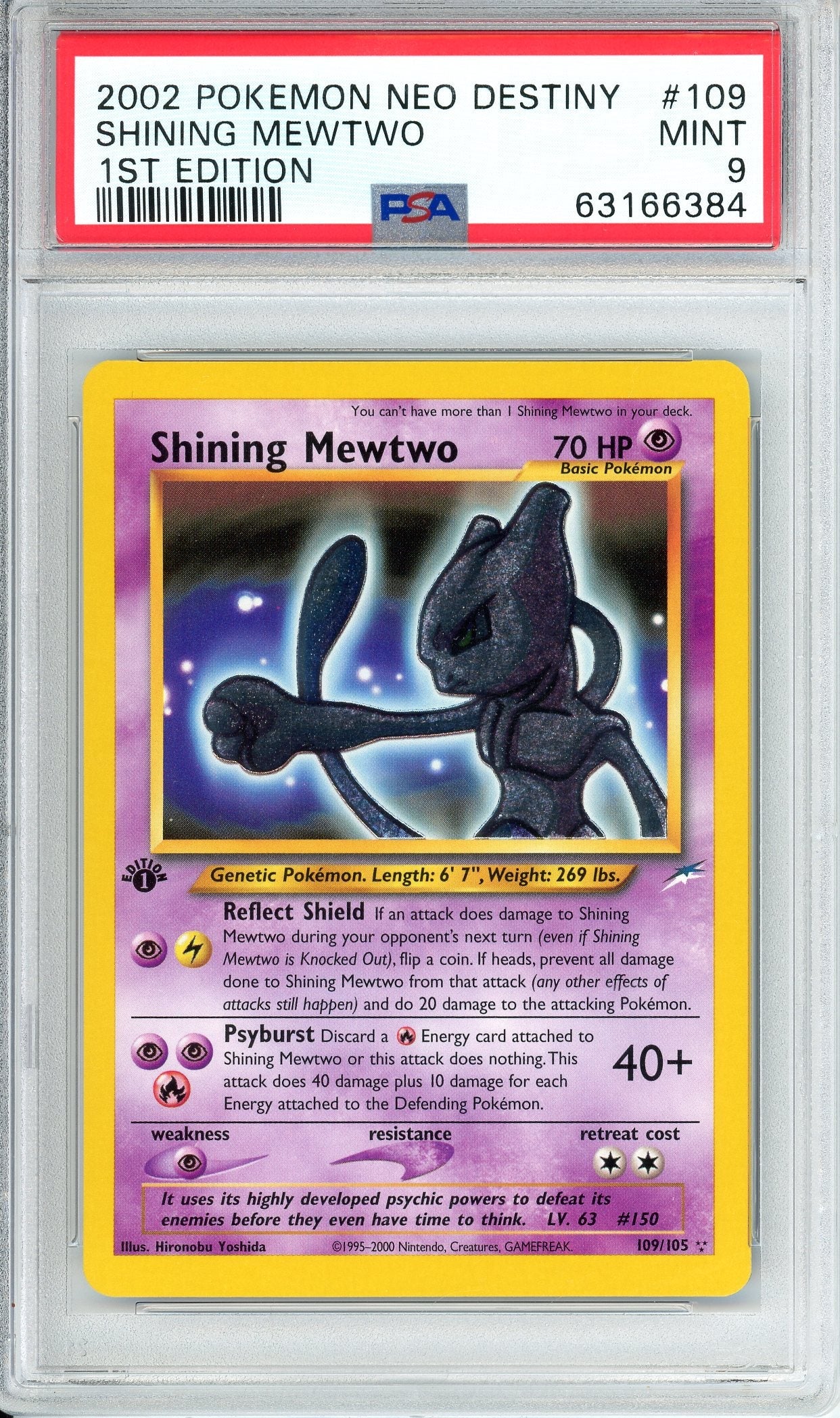 Pokemon Graded: Shining Mewtwo 1st Edition 109/105 Neo Destiny (2002) Holo PSA 9