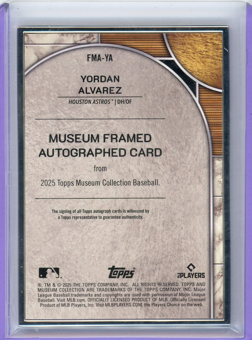 Yordan Alvarez 2025 Topps Museum Collection Framed Autograph #'d 06/25