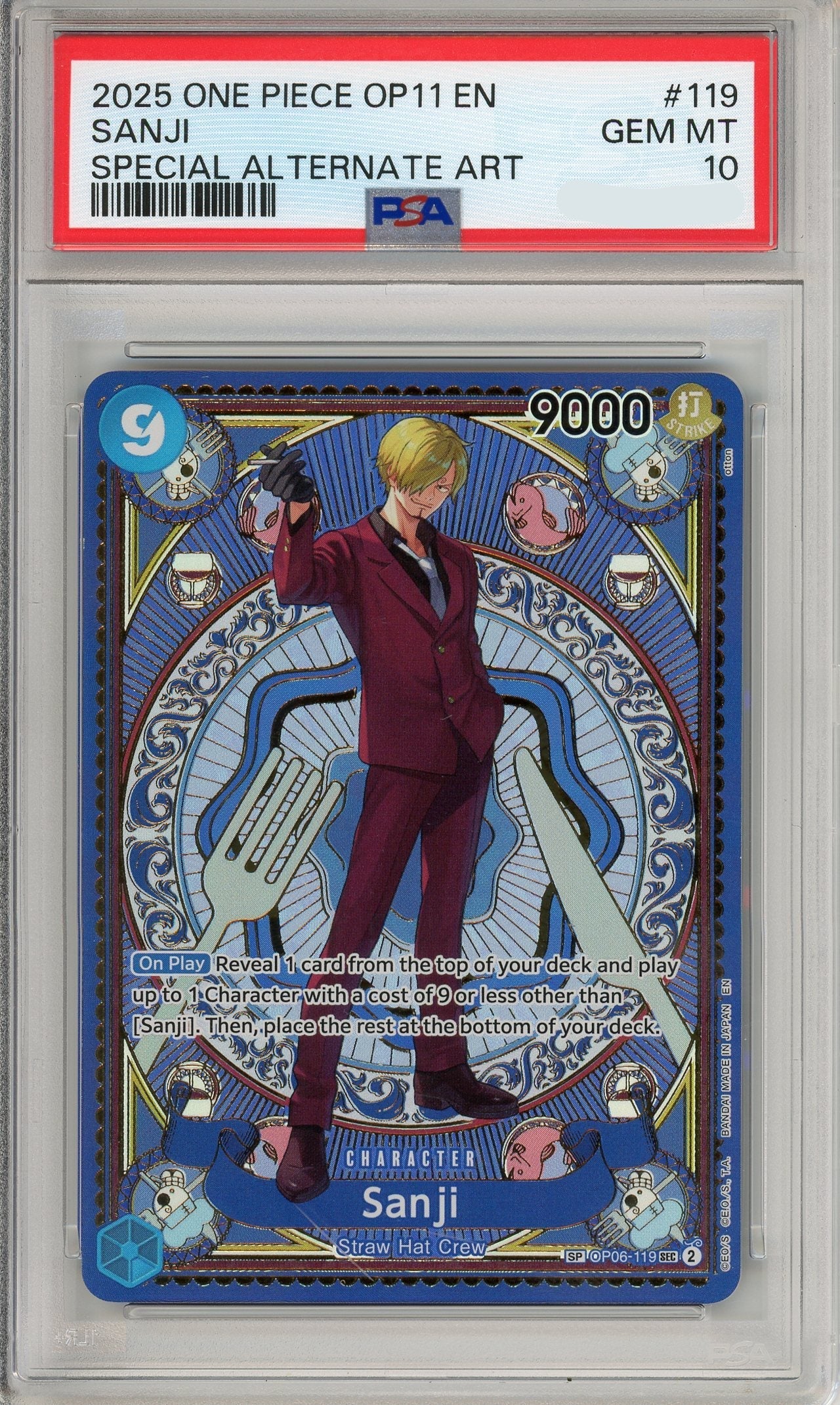 One Piece Graded: Sanji OP06-119 Special Alternate Art PSA 10