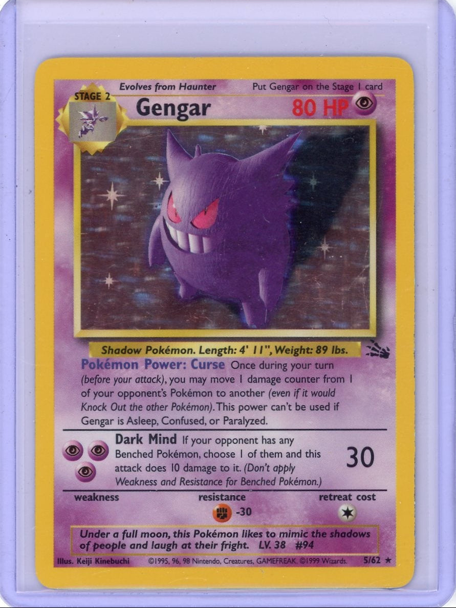 Gengar 1999 Pokemon Fossil rare holo #5/62