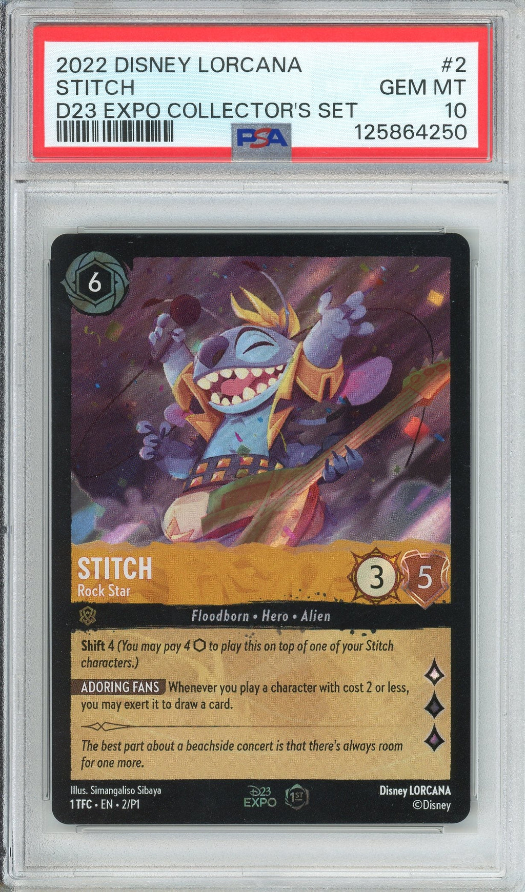 Disney Lorcana Graded: Stitch Rock Star #2 D23 Expo Collector's Set (2022) Holo PSA 10