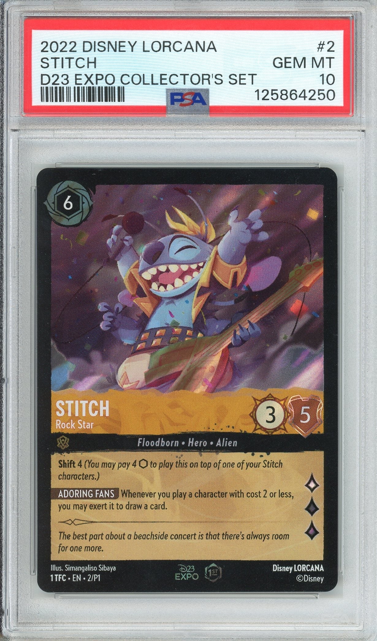 Disney Lorcana Graded: Stitch Rock Star #2 D23 Expo Collector's Set (2022) Holo PSA 10