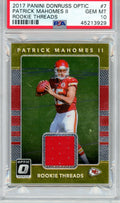 Patrick Mahomes 2017 Panini Donruss Optic Rookie Threads PSA 10