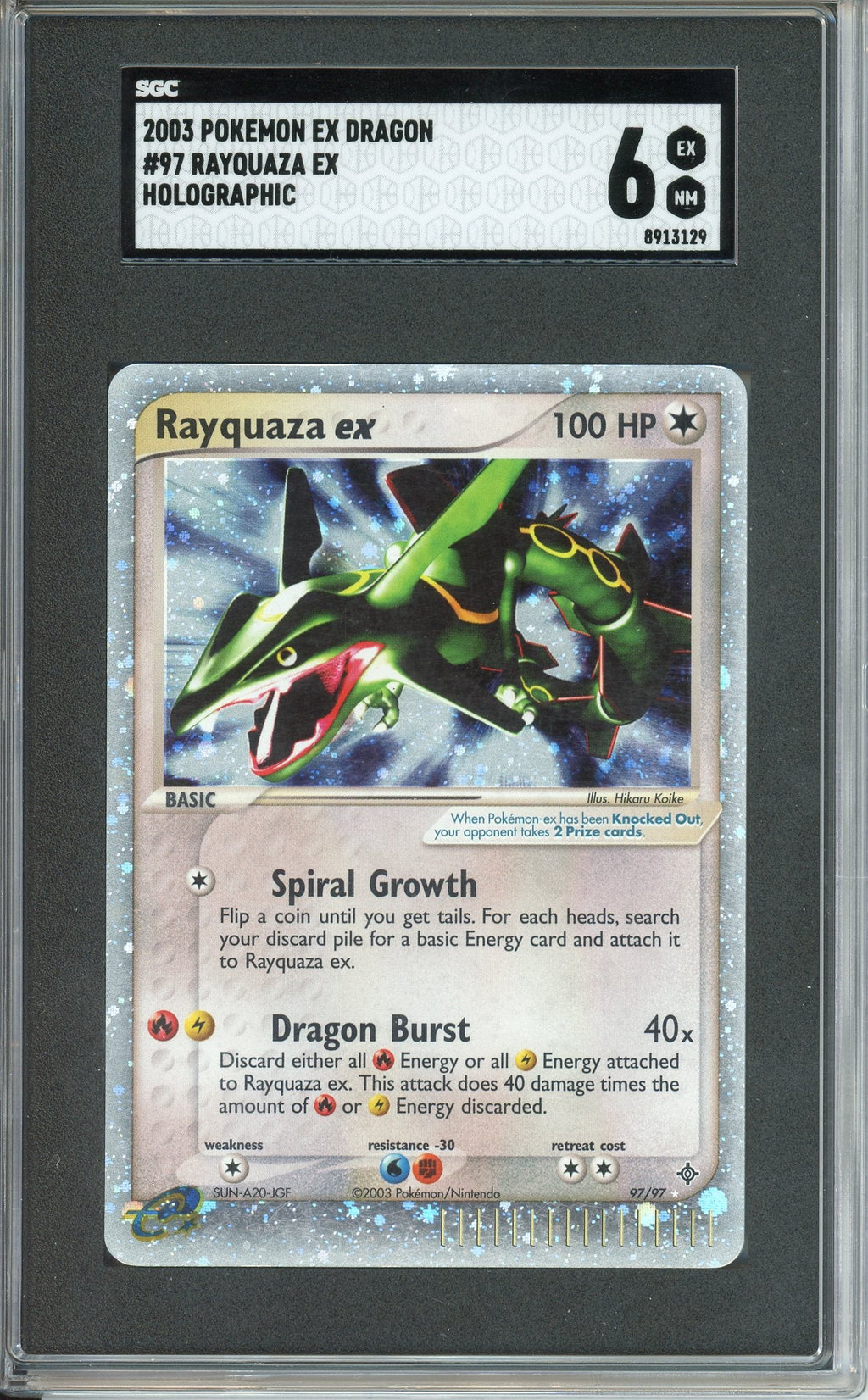 Pokemon Graded: Rayquaza ex 97/97 EX Dragon (2003) Holo SGC 6