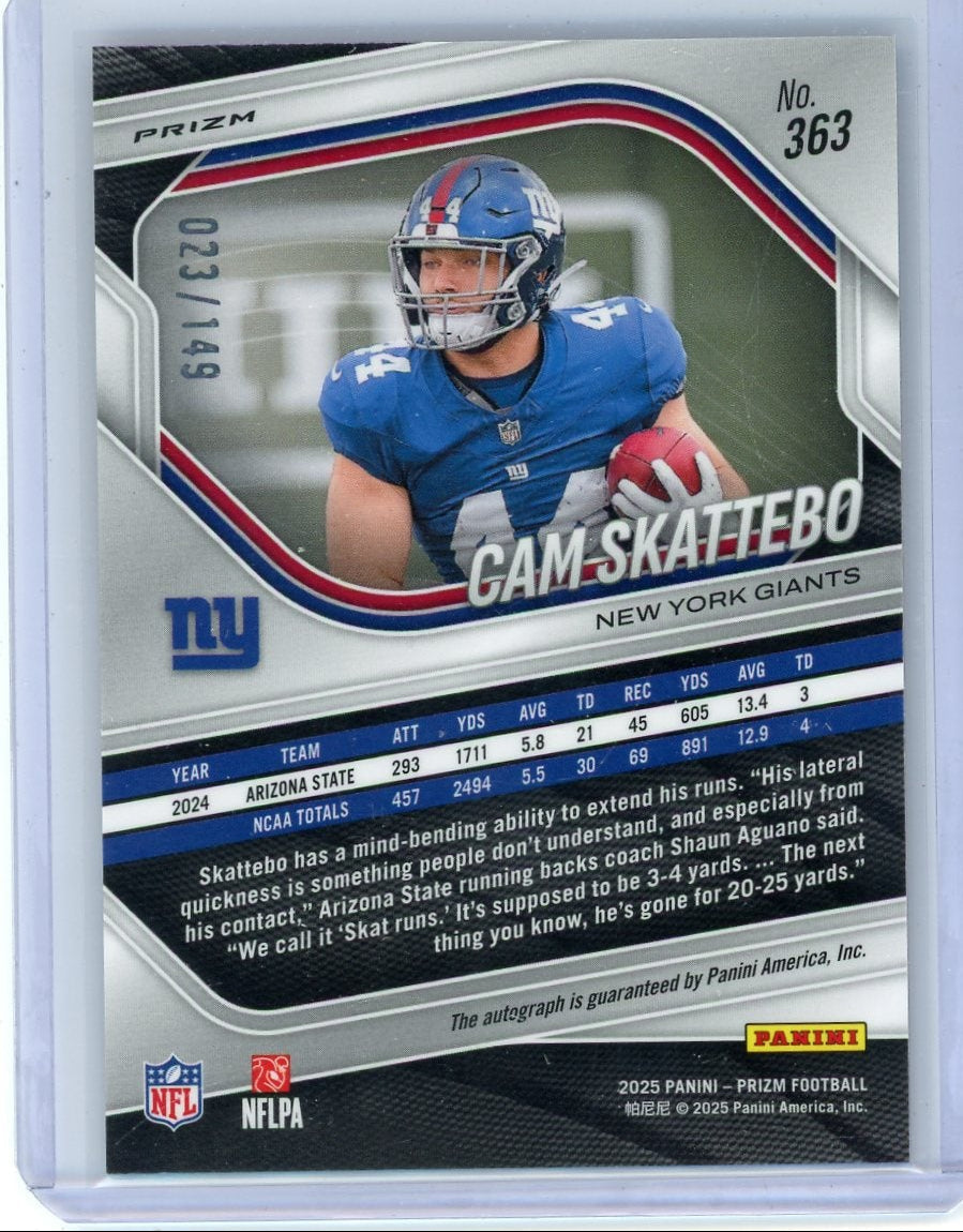 Cam Skattebo 2025 Panini Prizm Red Wave Autograph #'d 23/149