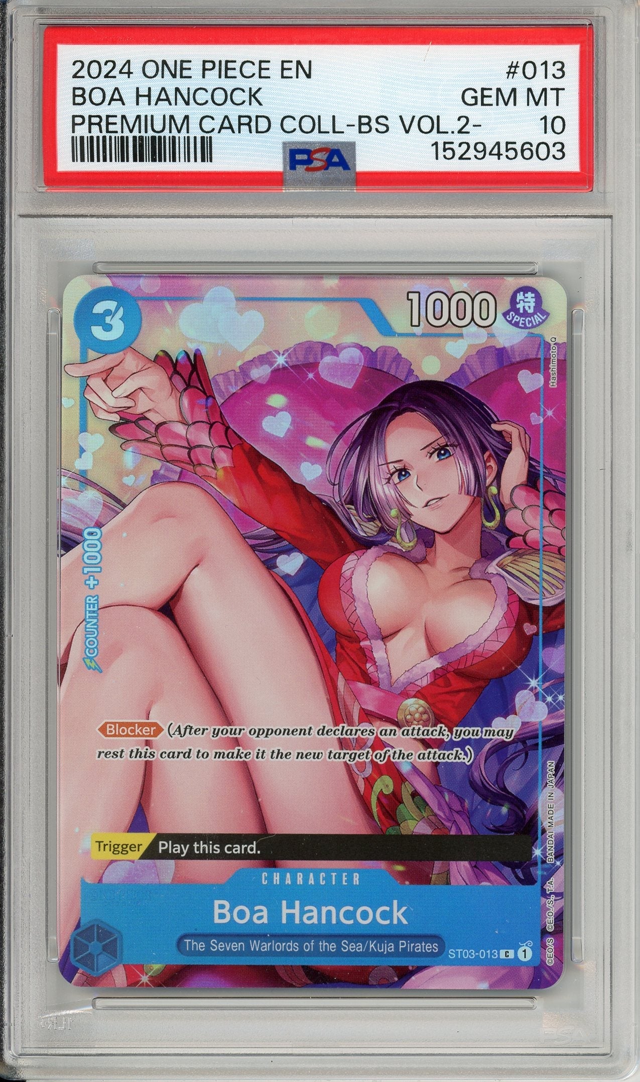 One Piece Graded: Boa Hancock ST03-013 Premium Card Collection Vol. 2 PSA 10