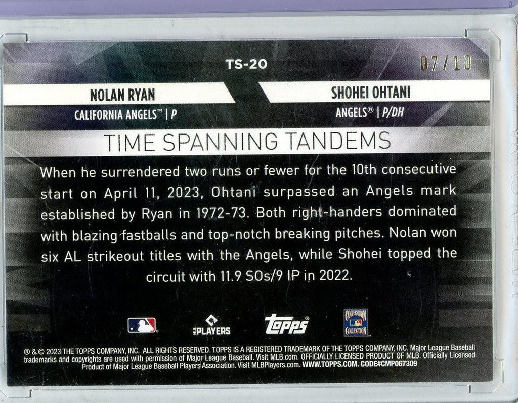 Nolan Ryan & Shohei Ohtani 2023 Topps Update Series Time Spanning Tandems #'d 7/10
