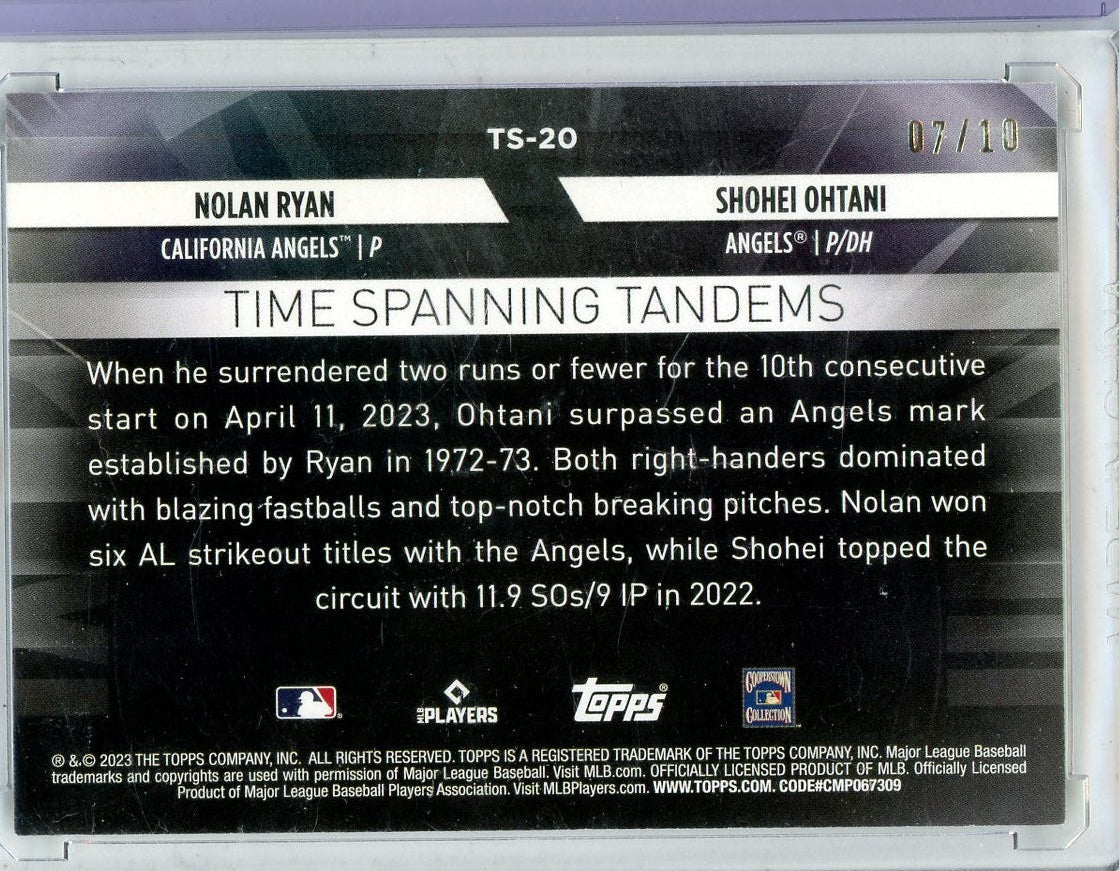 Nolan Ryan & Shohei Ohtani 2023 Topps Update Series Time Spanning Tandems #'d 7/10