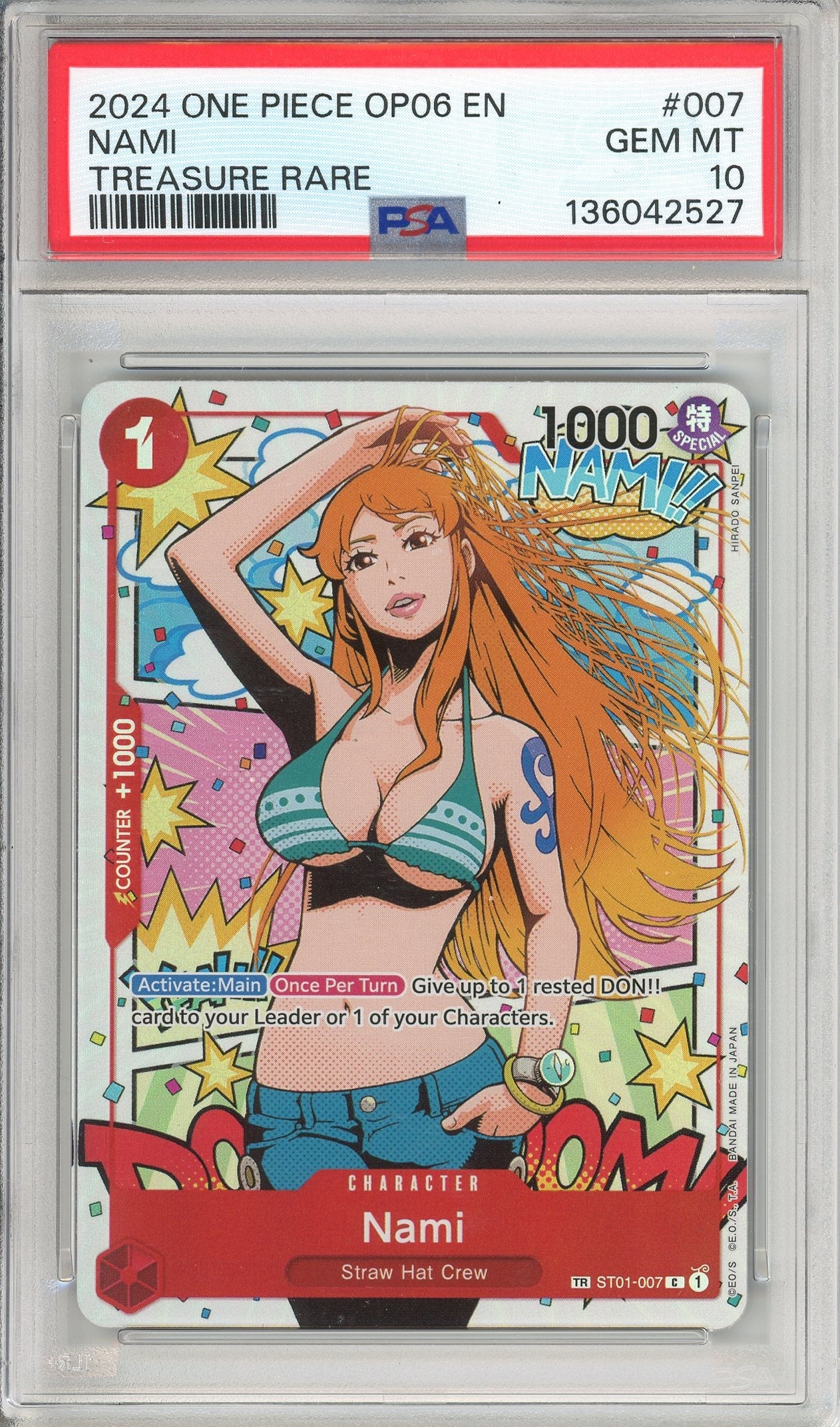 One Piece Graded: Nami ST01-007 Treasure Rare Alternate Art PSA 10