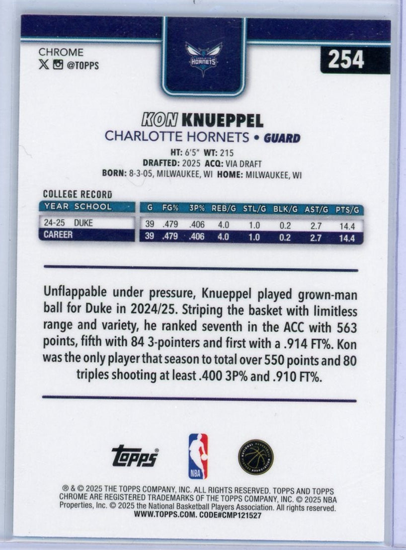 Kon Knueppel 2025-26 Topps Chrome X-Fractor RC