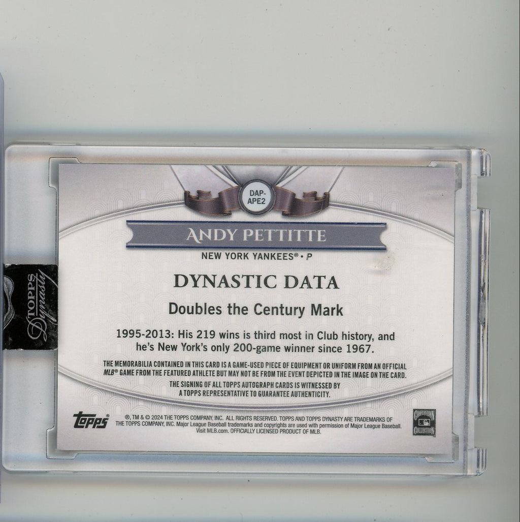 Andy Pettitte 2024 Topps Dynasty Dynastic Data autograph relic #'d 04/10