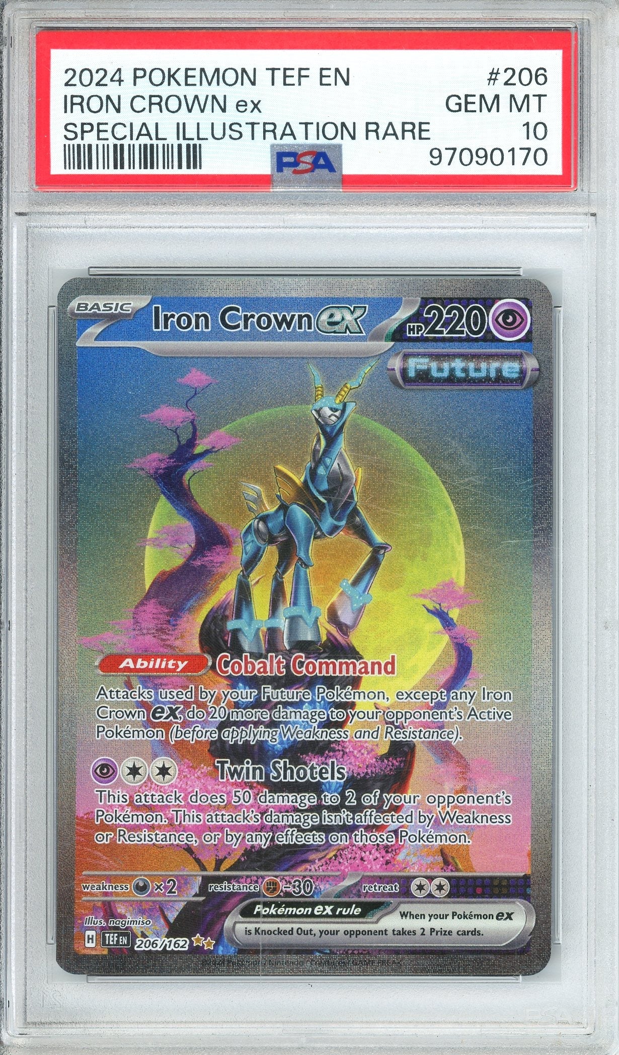 Pokemon Graded: Iron Crown ex 206/162 Temporal Forces (2024) SIR PSA 10