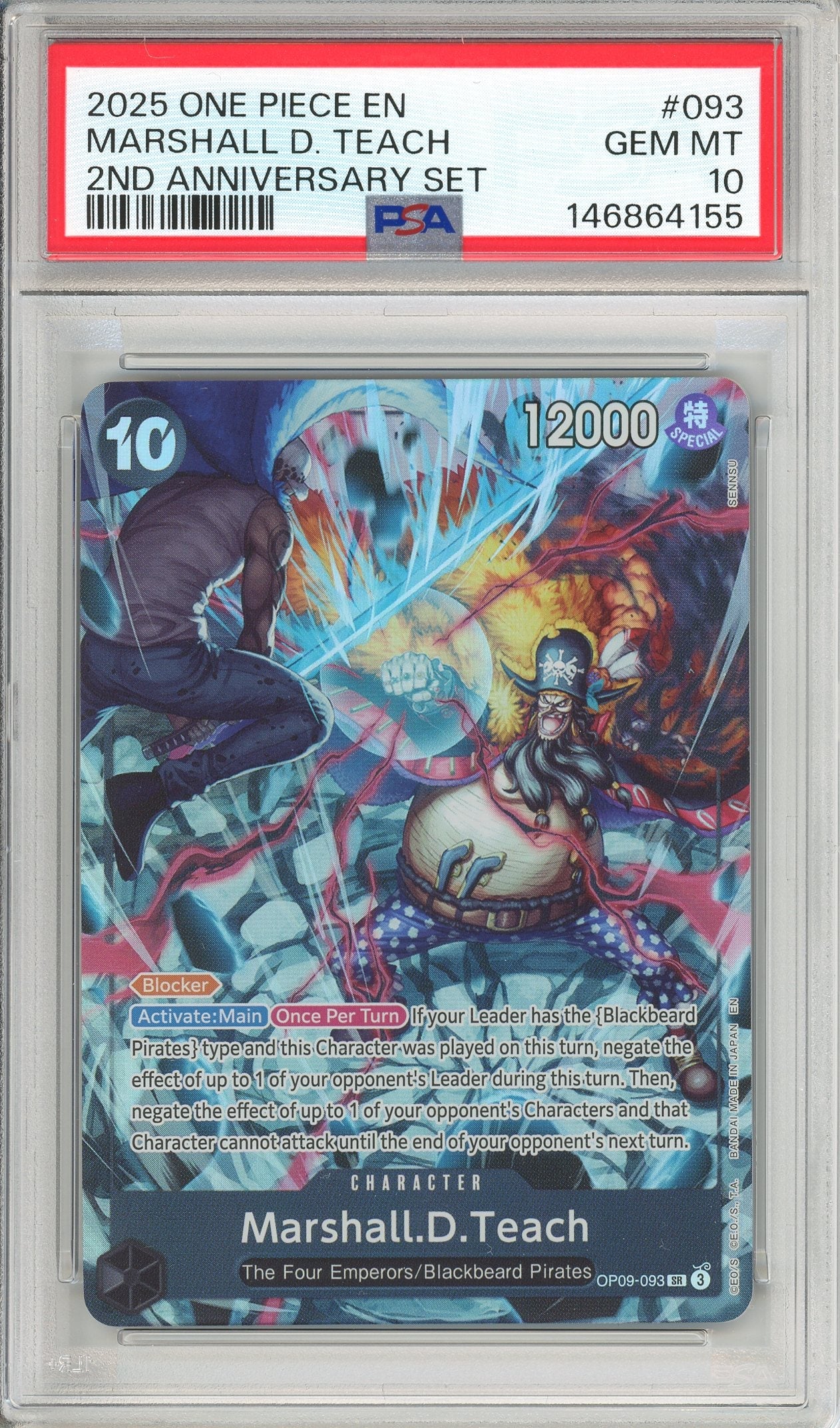 One Piece Graded: Marshall D. Teach OP09-093 2nd Anniversary Set PSA 10