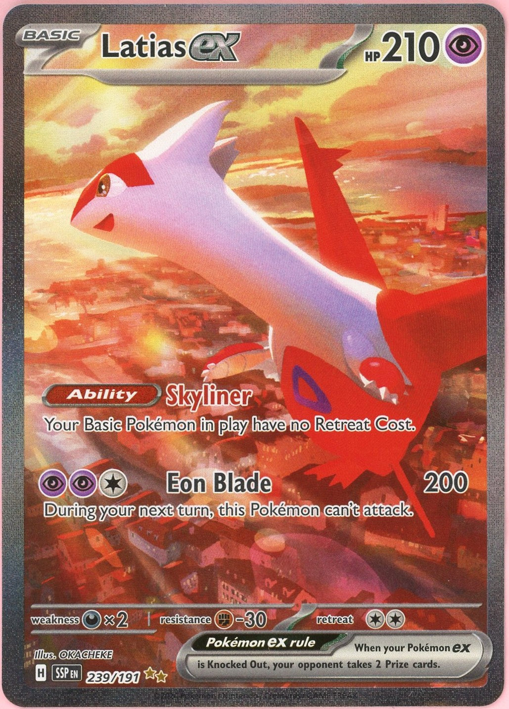 Pokemon Single: Latias ex 239/191 Surging Sparks (2025) SIR Holo NM