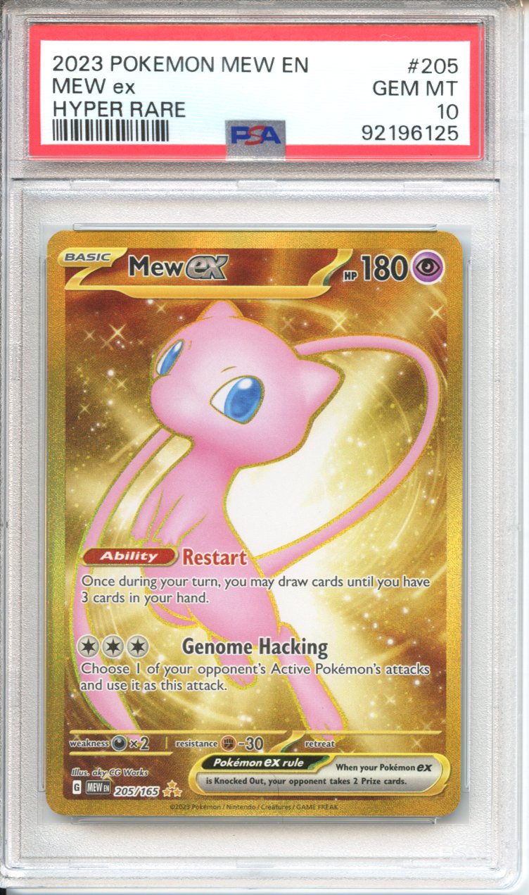 Pokemon Graded: Mew ex 205/165 Scarlet & Violet 151 (2023) Gold Hyper Rare PSA 10