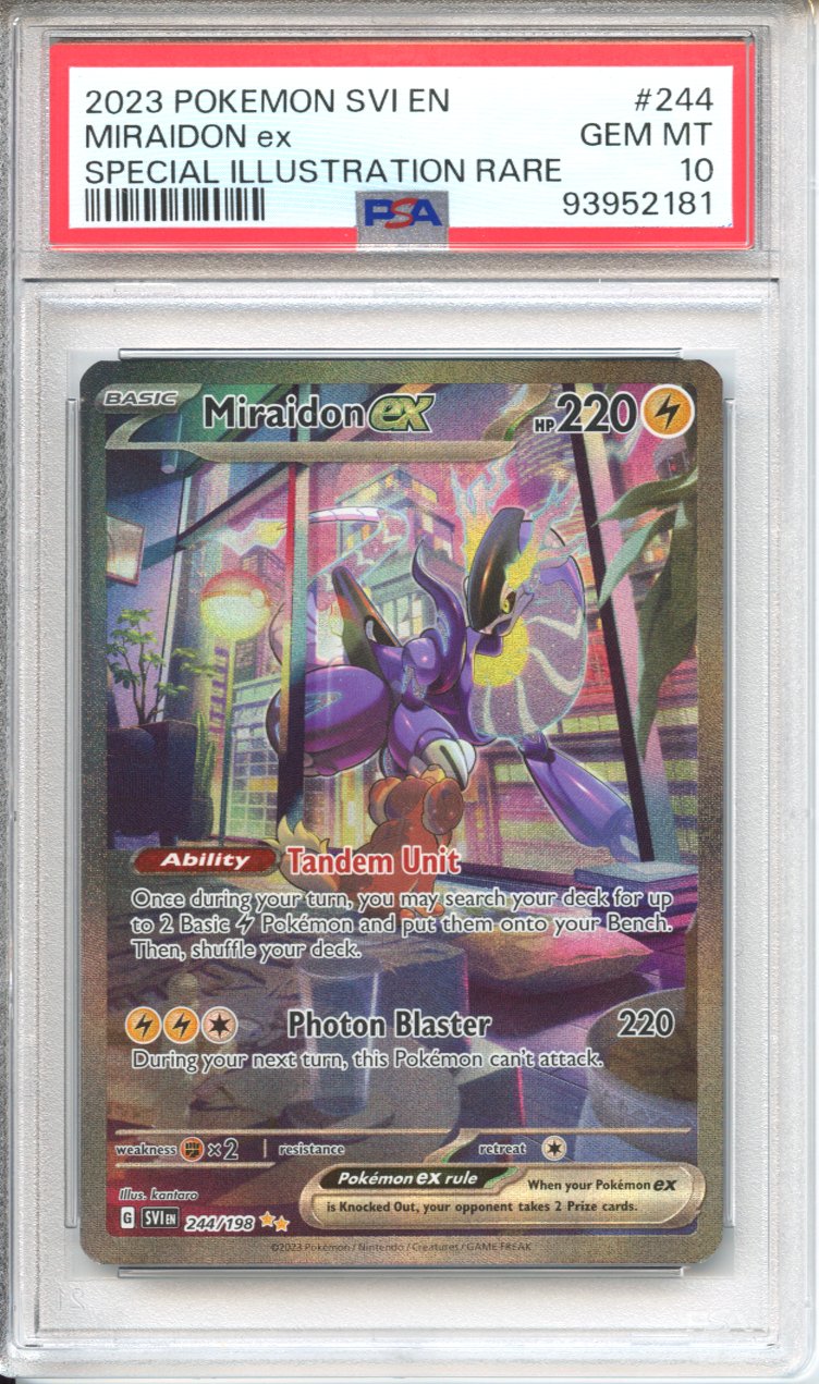 Pokemon Graded: Miraidon ex 244/198 Scarlet & Violet Base Set (2023) SIR Holo PSA 10