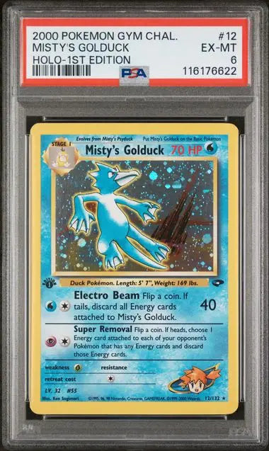 PSA 6 -2000 POKEMON GYM CHALLENGE #12 MISTY'S GOLDUCK HOLO-1ST EDITION