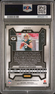 2023 Panini Prizm Football - Sean Clifford 338 - Red Wave Auto/149 - PSA 10
