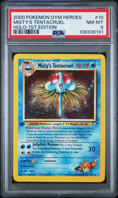 Misty's Tentacruel - 10/132 - Gym Heroes 1st Edition Holo - 2000 Pokemon - PSA 8