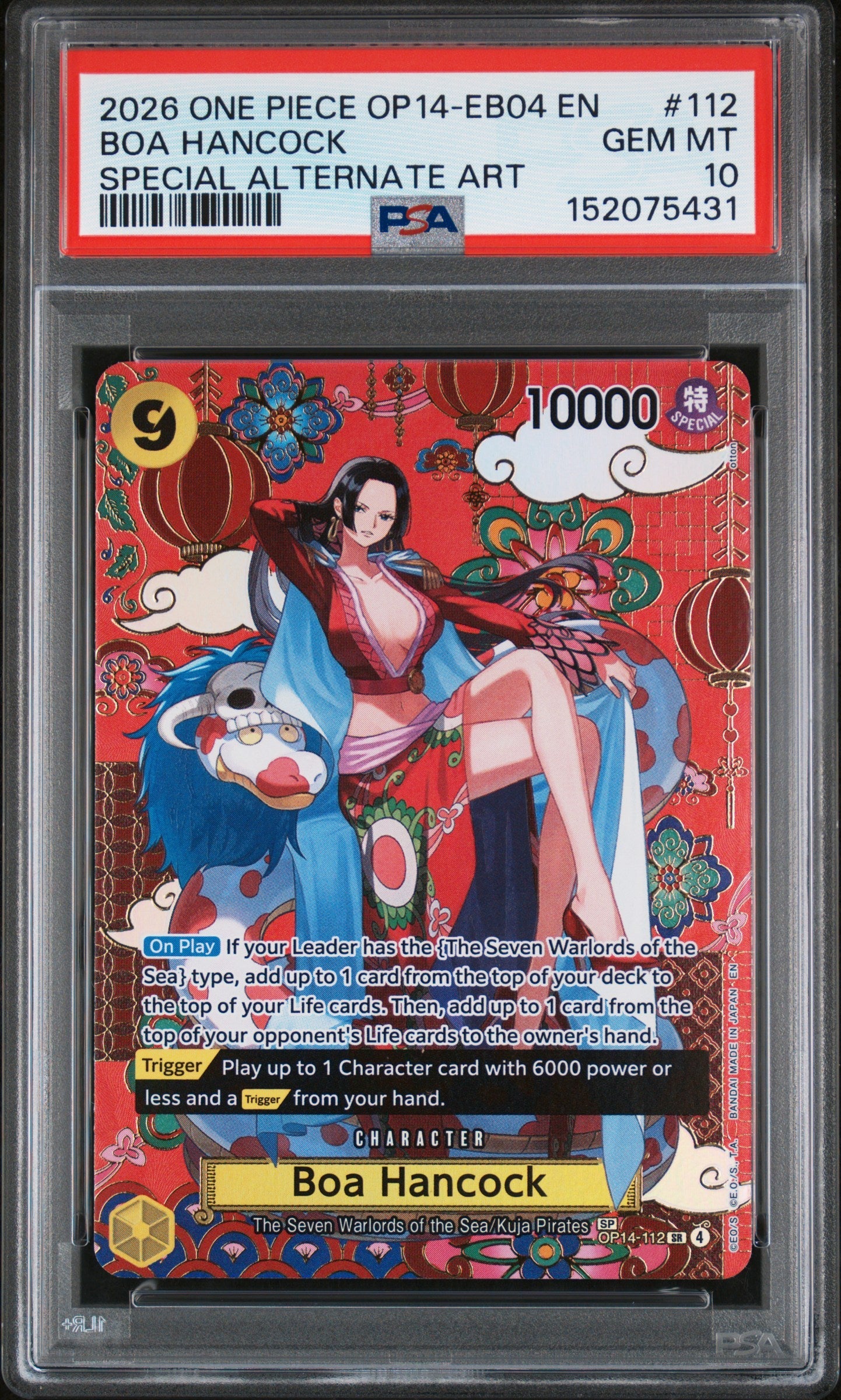 BOA HANCOCK SPECIAL ALTERNATE ART 2026 ONE PIECE OP14-EB04-DAS AZURBLAUE MEER SIEBEN PSA GEM MT 10