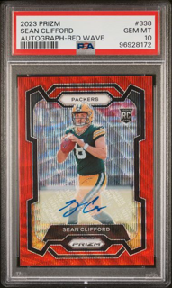 2023 Panini Prizm Football - Sean Clifford 338 - Red Wave Auto/149 - PSA 10