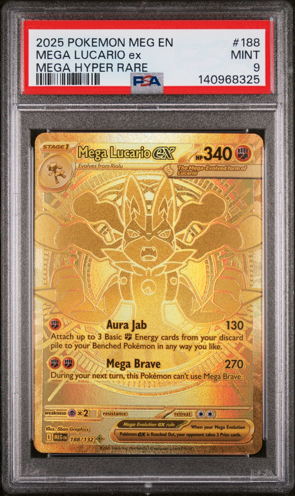 MEGA LUCARIO ex MEGA HYPER RARE 2025 POKEMON MEG EN-MEGA EVOLUTION PSA MINT 9