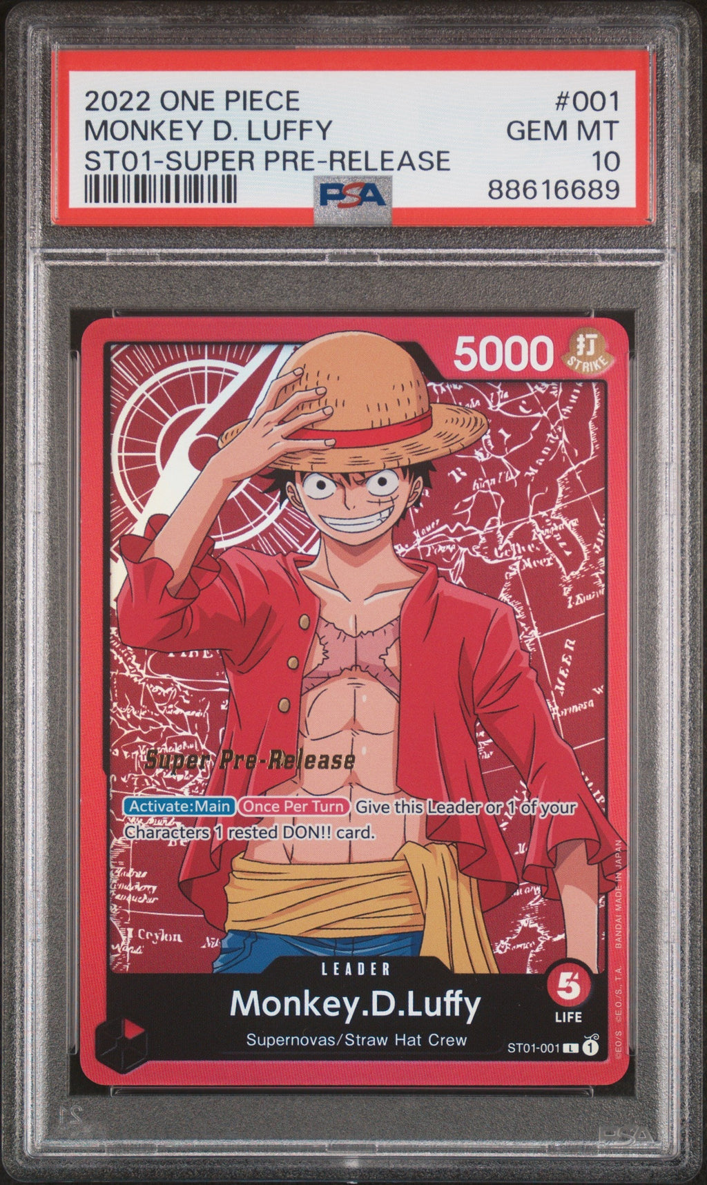 PSA GEM MT 10 Monkey D. Luffy [Starter Deck St01-Strohhut-Bande] - 88616689