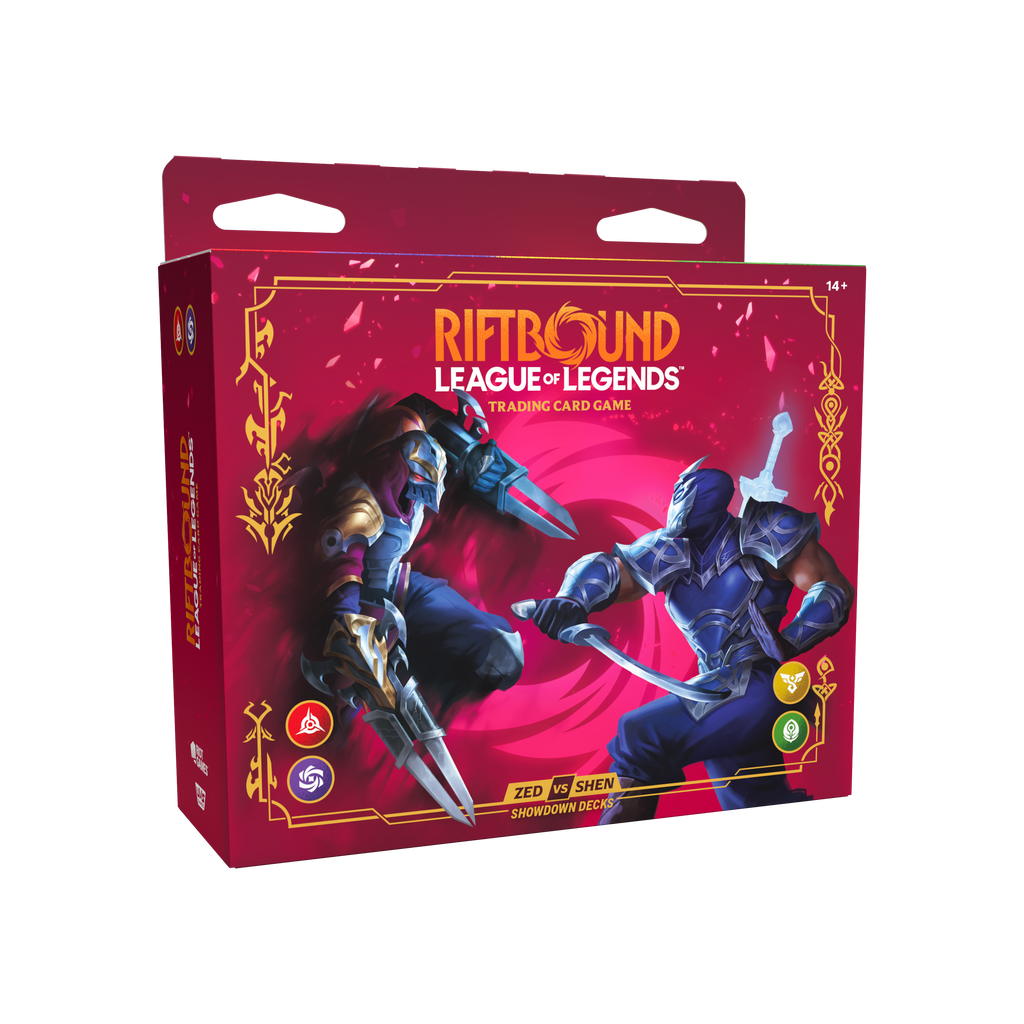 RIFTBOUND LEAGUE OF LEGENDS TCG VENDETTA ZED VS SHEN 4CT DISPLAY